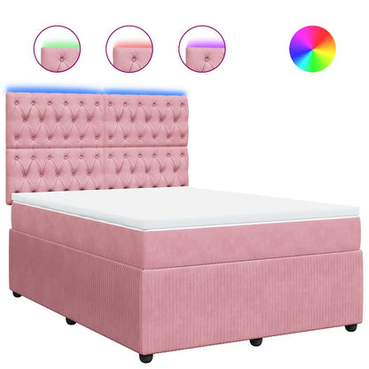 Giroletto a Molle con Materasso Rosa 140x190 cm in Velluto