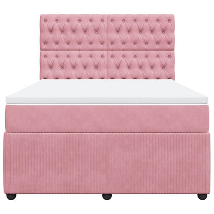 Giroletto a Molle con Materasso Rosa 140x190 cm in Velluto