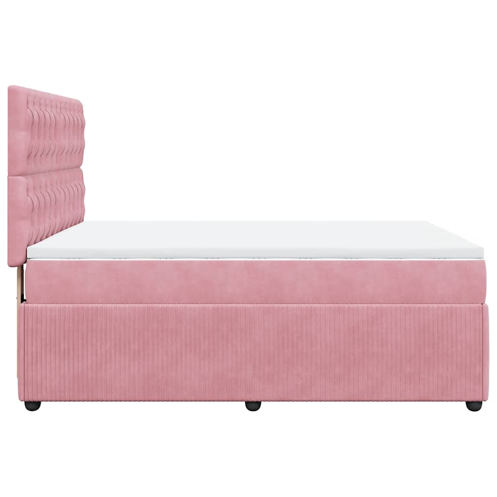 Giroletto a Molle con Materasso Rosa 140x190 cm in Velluto | homemem39