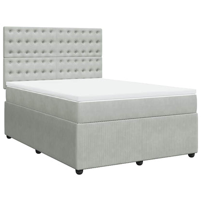 Giroletto a Molle con Materasso Grigio Chiaro 140x190cm Velluto