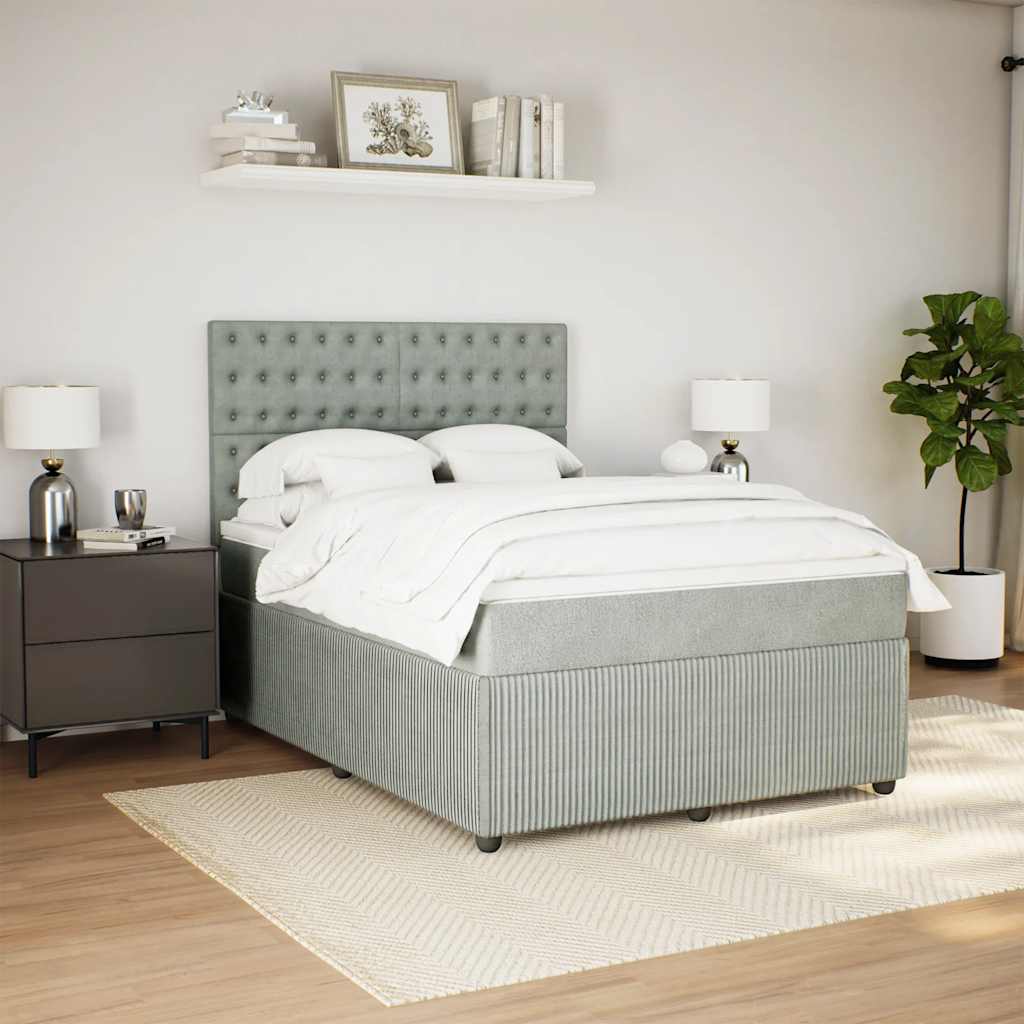 Giroletto a Molle con Materasso Grigio Chiaro 140x190cm Velluto