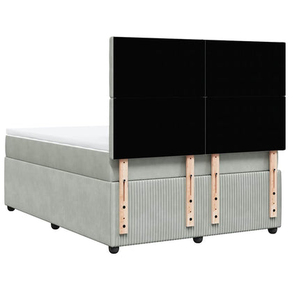 Giroletto a Molle con Materasso Grigio Chiaro 140x190cm Velluto
