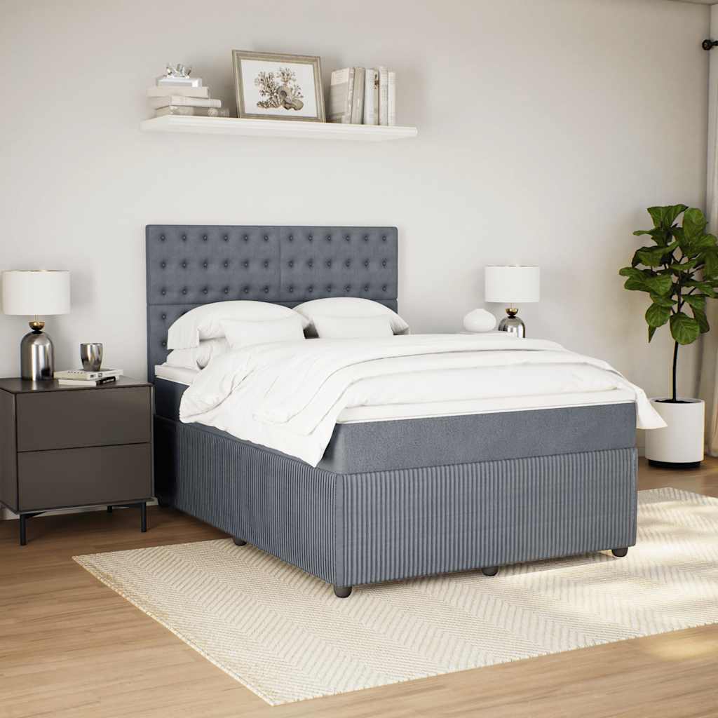 Giroletto a Molle con Materasso Grigio Scuro 140x190 cm Velluto