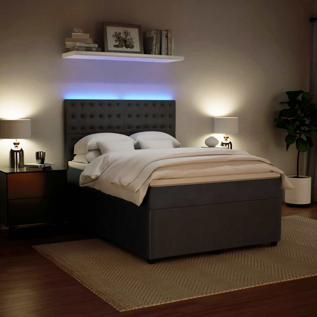 Giroletto a Molle con Materasso Grigio Scuro 140x190 cm Velluto | homemem39