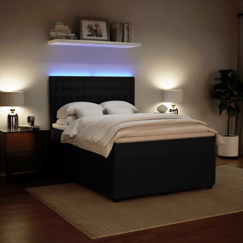 Giroletto a Molle con Materasso Nero 140x190 cm in Velluto | homemem39