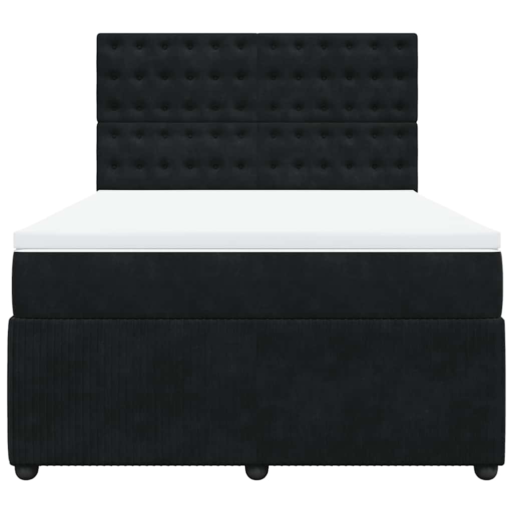 Giroletto a Molle con Materasso Nero 140x190 cm in Velluto