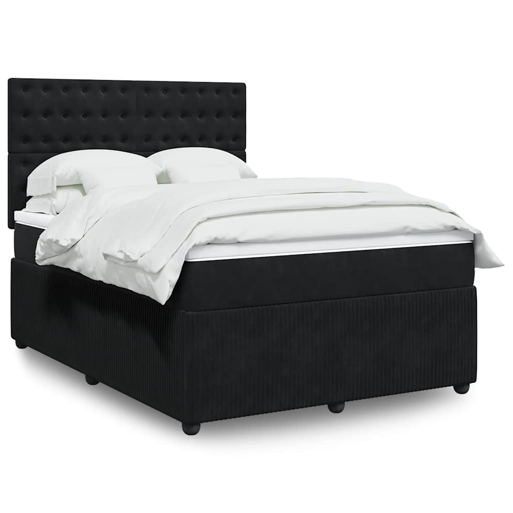 Giroletto a Molle con Materasso Nero 140x190 cm in Velluto | homemem39