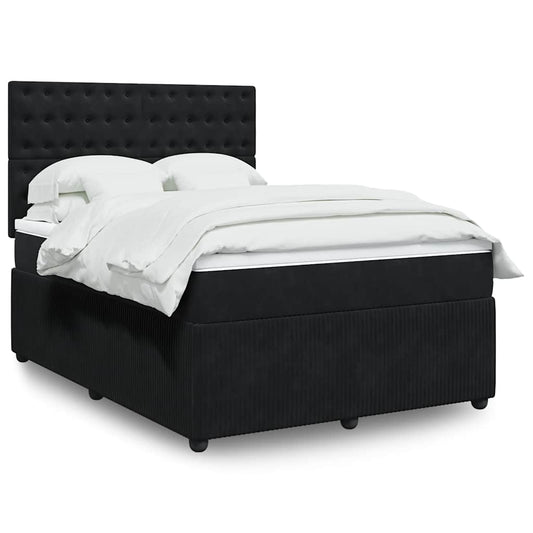 Giroletto a Molle con Materasso Nero 140x190 cm in Velluto