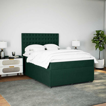 Giroletto a Molle con Materasso Verde Scuro 140x190 cm Velluto