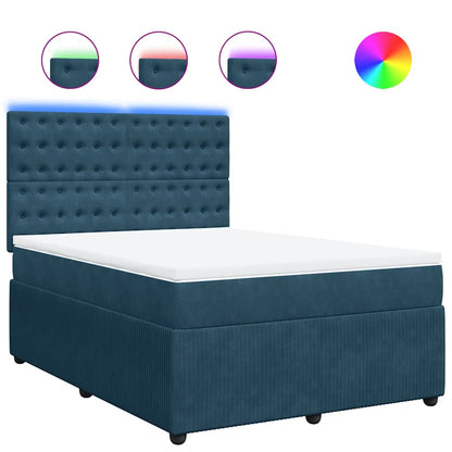 Giroletto a Molle con Materasso Blu 140x190 cm in Velluto