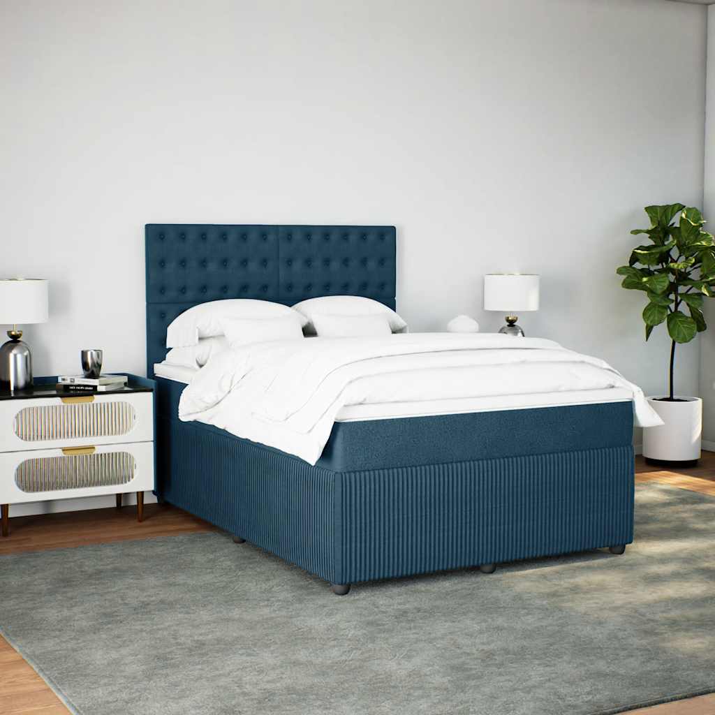 Giroletto a Molle con Materasso Blu 140x190 cm in Velluto