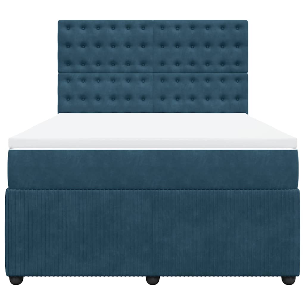 Giroletto a Molle con Materasso Blu 140x190 cm in Velluto