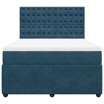 Giroletto a Molle con Materasso Blu 140x190 cm in Velluto
