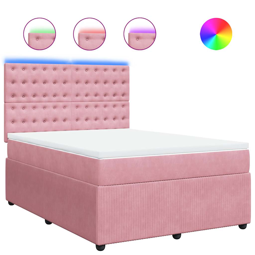 Giroletto a Molle con Materasso Rosa 140x190 cm in Velluto | homemem39