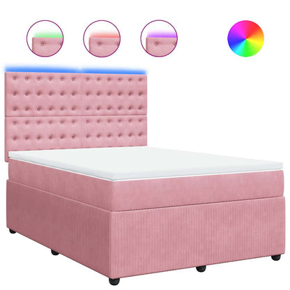 Giroletto a Molle con Materasso Rosa 140x190 cm in Velluto | homemem39