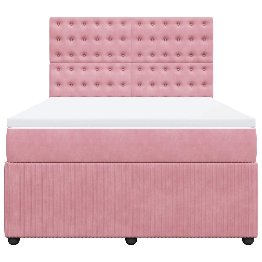 Giroletto a Molle con Materasso Rosa 140x190 cm in Velluto | homemem39