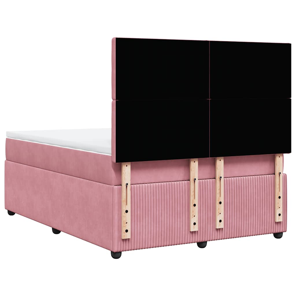 Giroletto a Molle con Materasso Rosa 140x190 cm in Velluto | homemem39