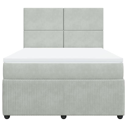 Giroletto a Molle con Materasso Grigio Chiaro 140x200cm Velluto