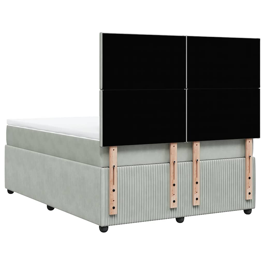 Giroletto a Molle con Materasso Grigio Chiaro 140x200cm Velluto