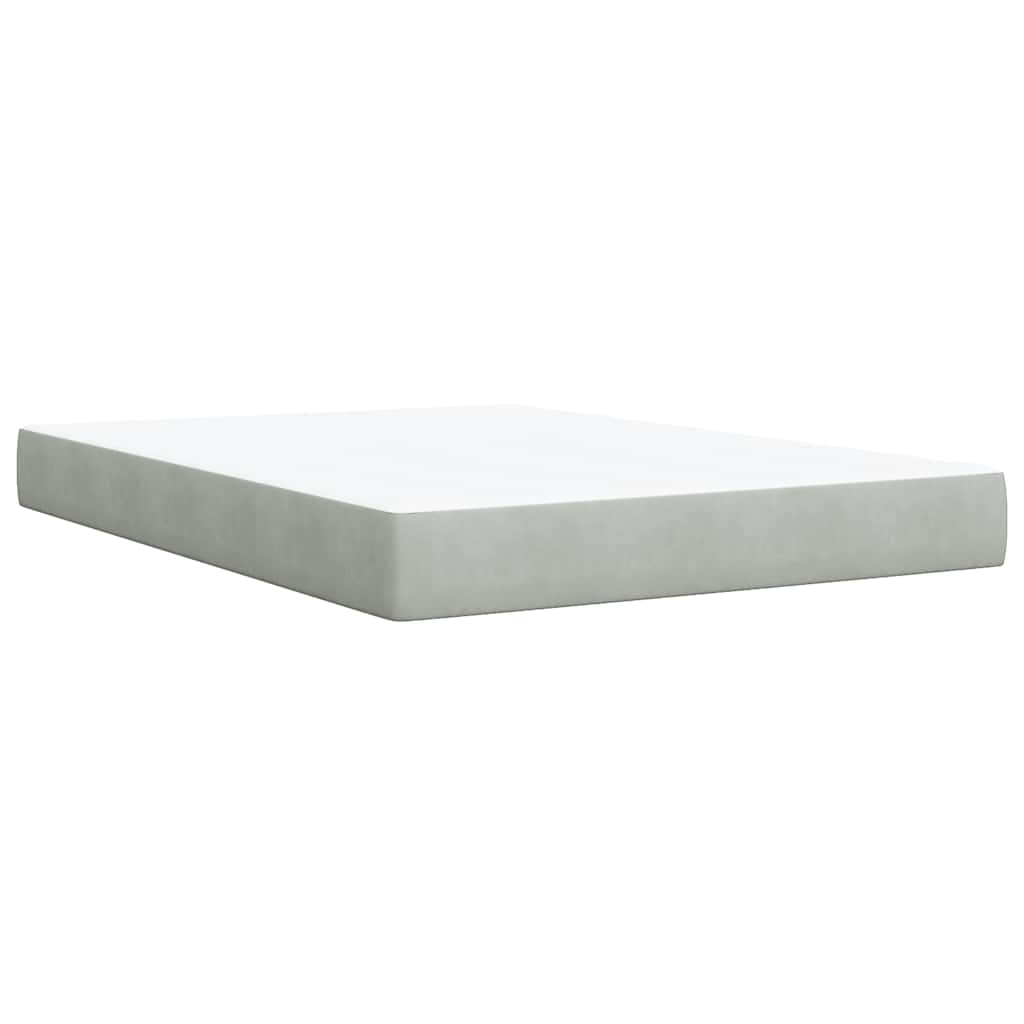 Giroletto a Molle con Materasso Grigio Chiaro 140x200cm Velluto