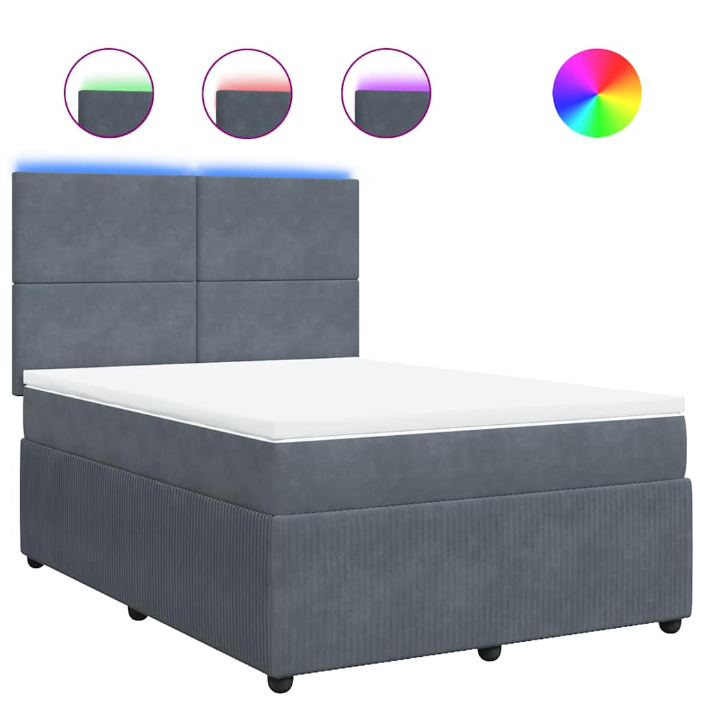 Giroletto a Molle con Materasso Grigio Scuro 140x200 cm Velluto | homemem39
