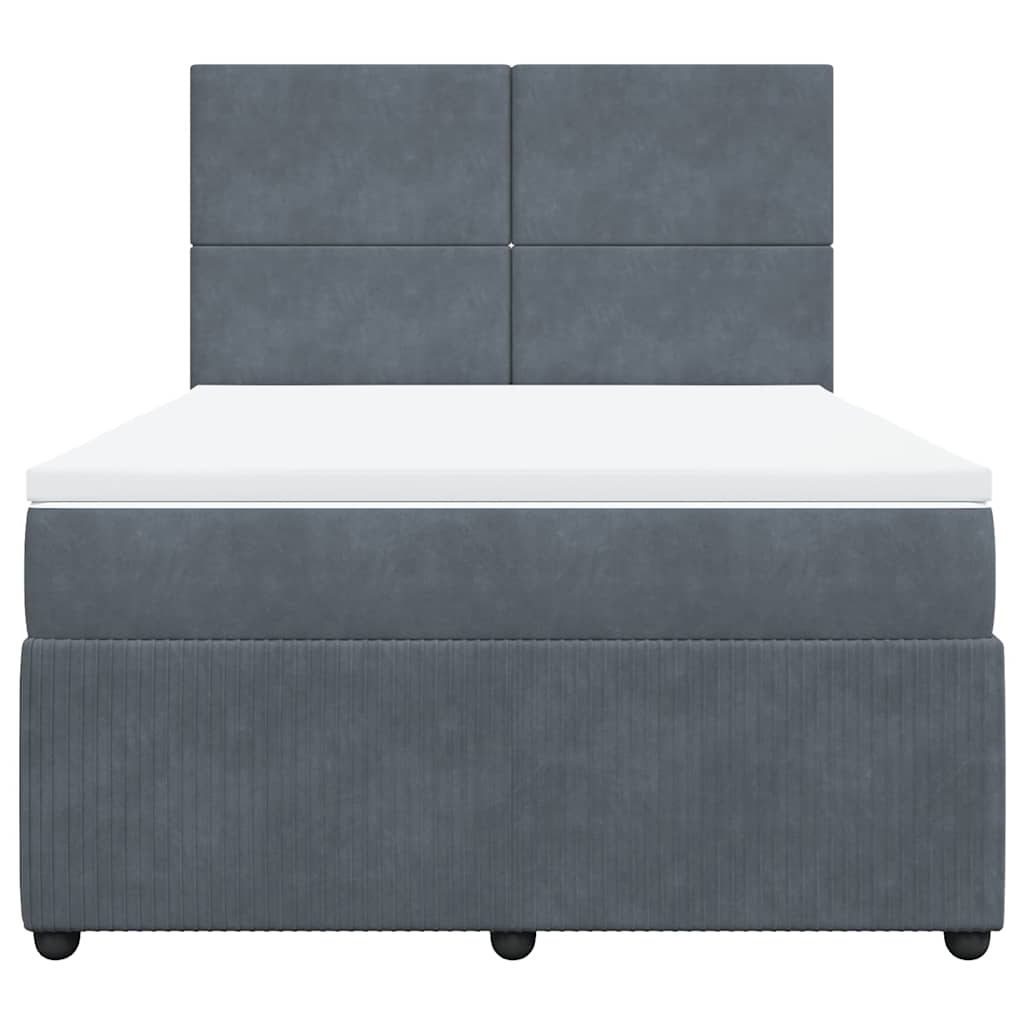 Giroletto a Molle con Materasso Grigio Scuro 140x200 cm Velluto | homemem39