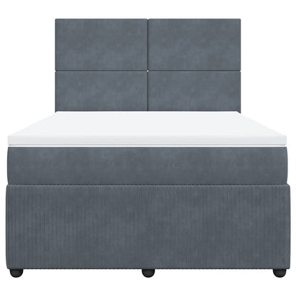 Giroletto a Molle con Materasso Grigio Scuro 140x200 cm Velluto | homemem39