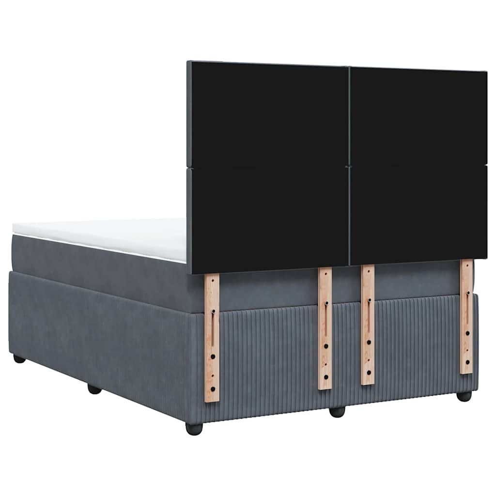 Giroletto a Molle con Materasso Grigio Scuro 140x200 cm Velluto | homemem39