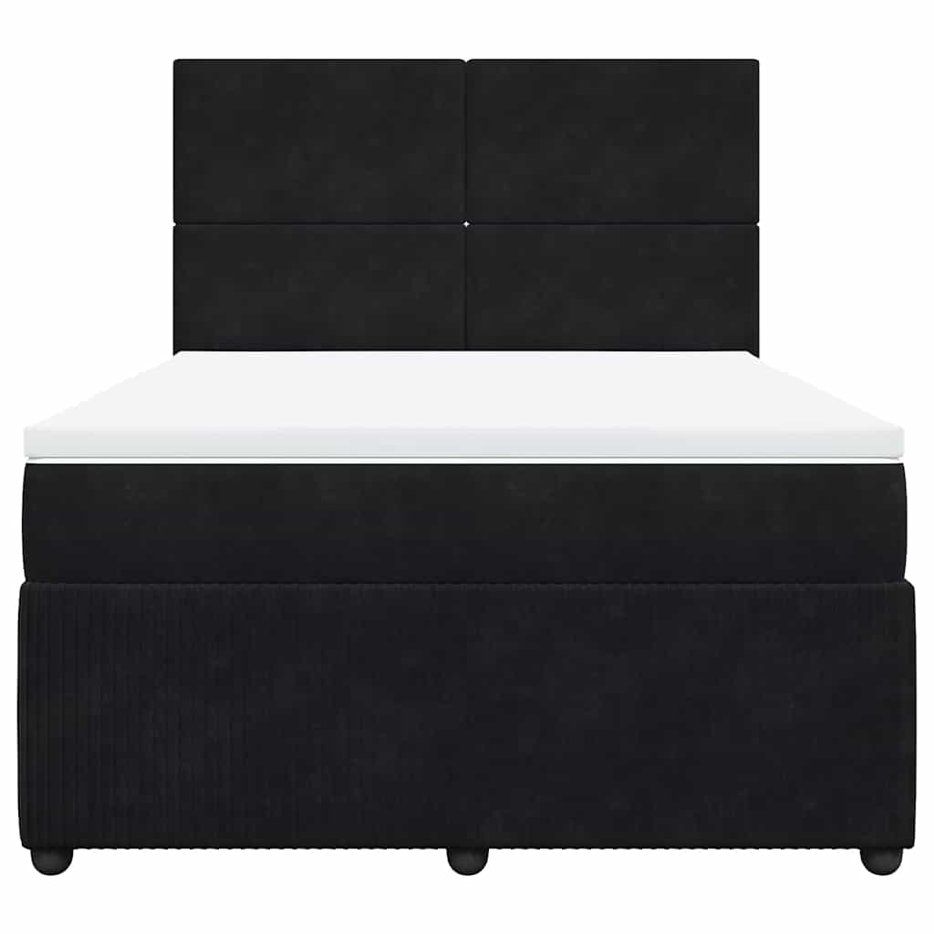 Giroletto a Molle con Materasso Nero 140x200 cm in Velluto