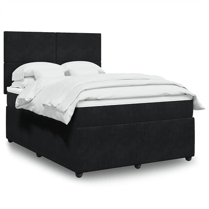 Giroletto a Molle con Materasso Nero 140x200 cm in Velluto