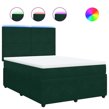Giroletto a Molle con Materasso Verde Scuro 140x200 cm Velluto
