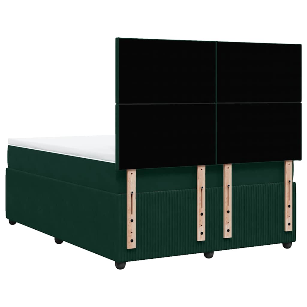 Giroletto a Molle con Materasso Verde Scuro 140x200 cm Velluto