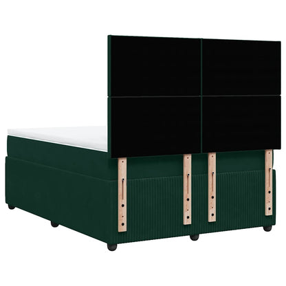 Giroletto a Molle con Materasso Verde Scuro 140x200 cm Velluto