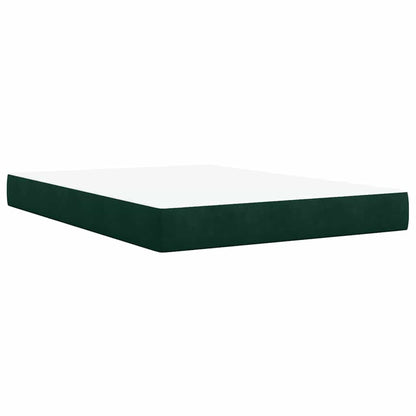 Giroletto a Molle con Materasso Verde Scuro 140x200 cm Velluto