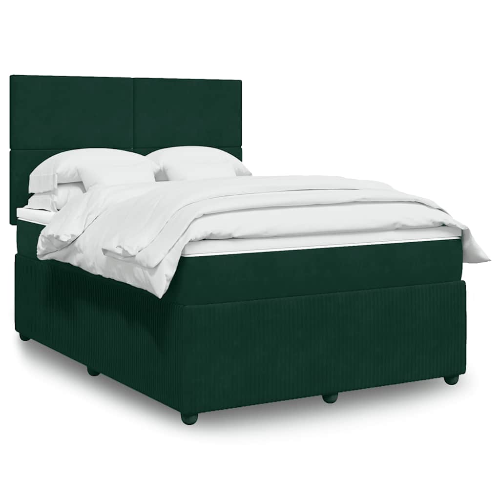 Giroletto a Molle con Materasso Verde Scuro 140x200 cm Velluto