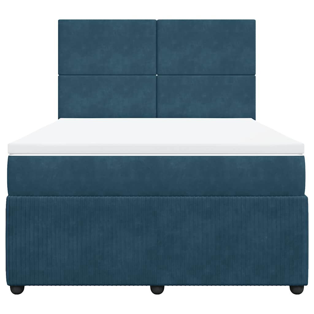 Giroletto a Molle con Materasso Blu 140x200 cm in Velluto