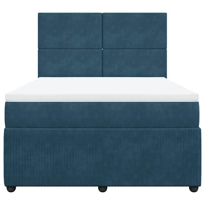 Giroletto a Molle con Materasso Blu 140x200 cm in Velluto