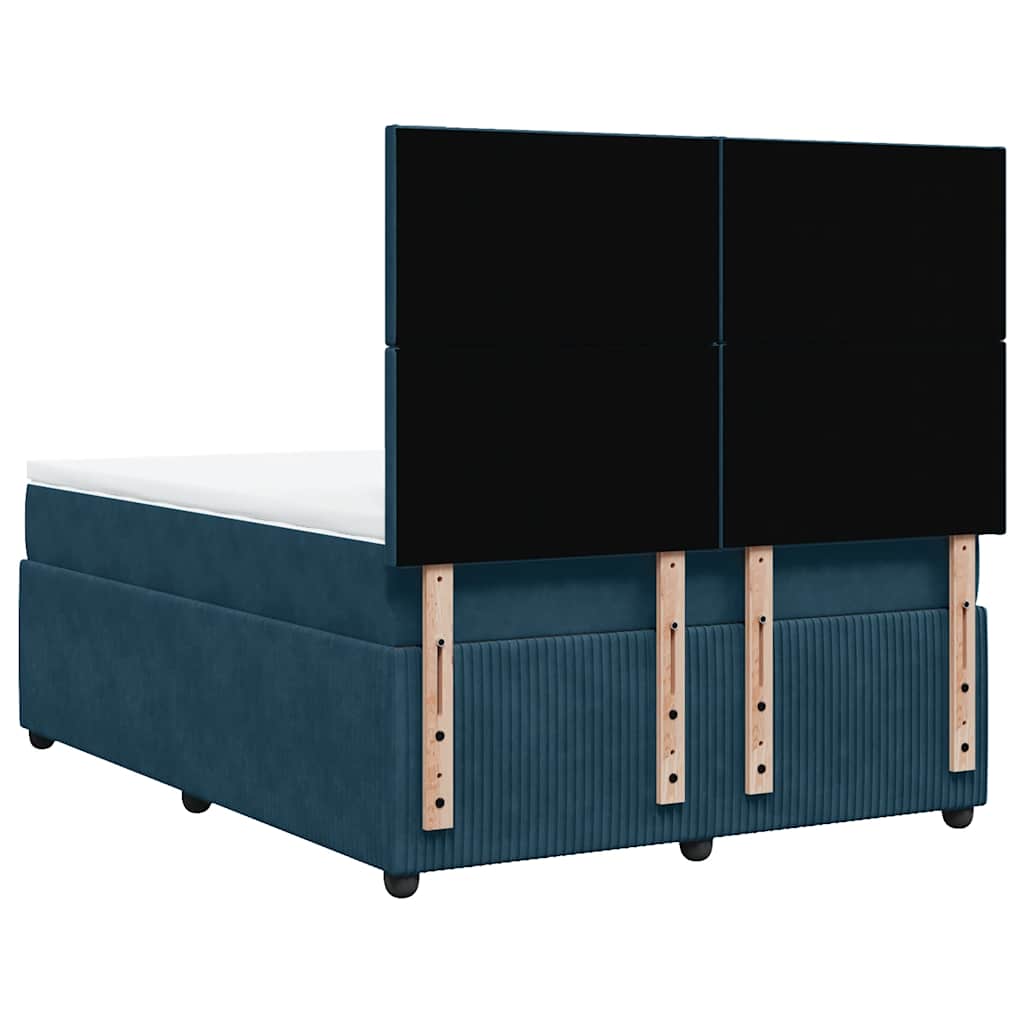 Giroletto a Molle con Materasso Blu 140x200 cm in Velluto