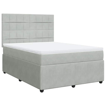 Giroletto a Molle con Materasso Grigio Chiaro 140x200cm Velluto
