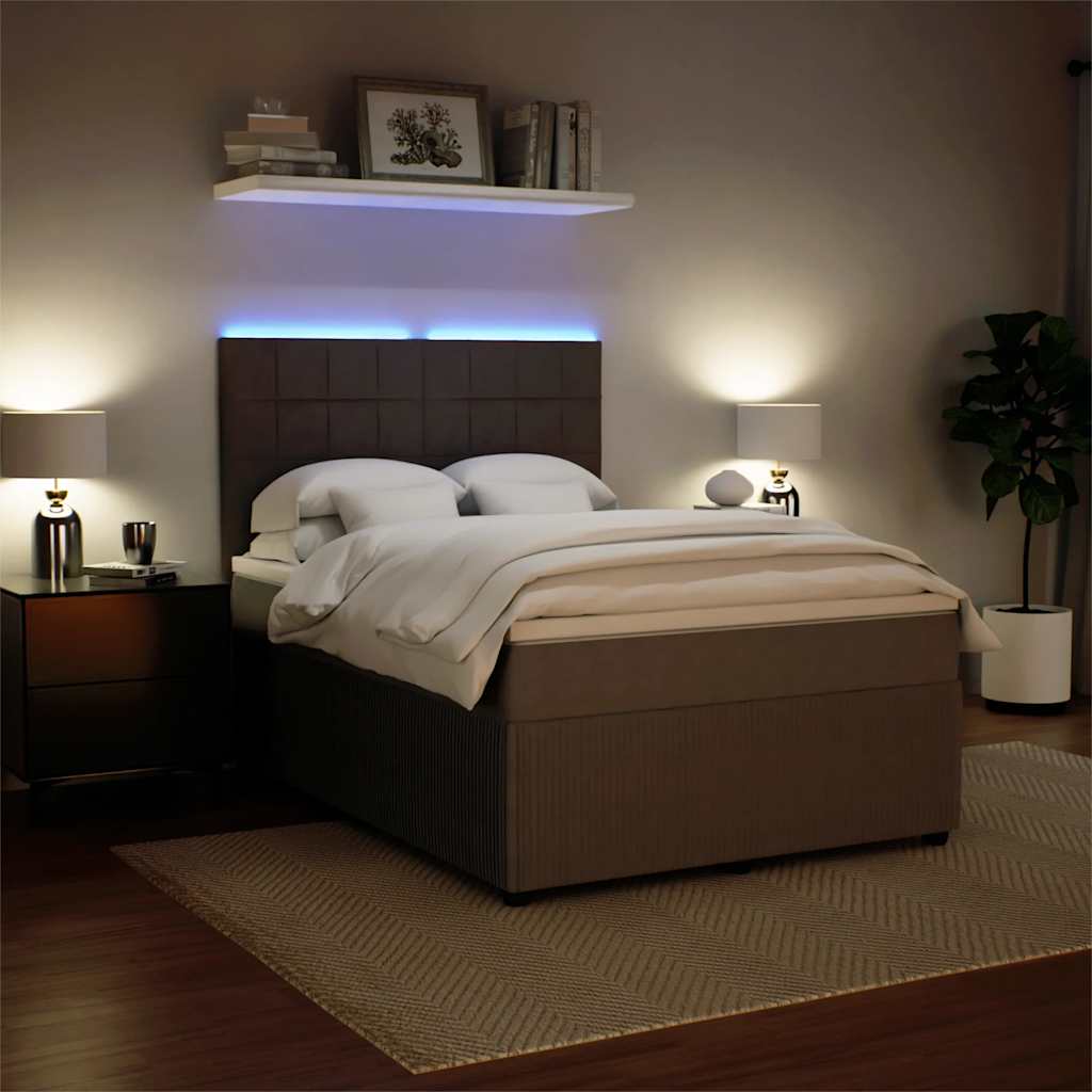 Giroletto a Molle con Materasso Grigio Chiaro 140x200cm Velluto