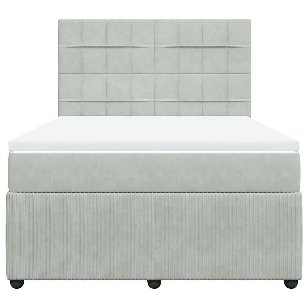 Giroletto a Molle con Materasso Grigio Chiaro 140x200cm Velluto