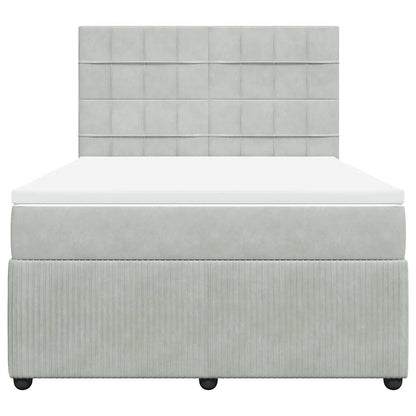 Giroletto a Molle con Materasso Grigio Chiaro 140x200cm Velluto