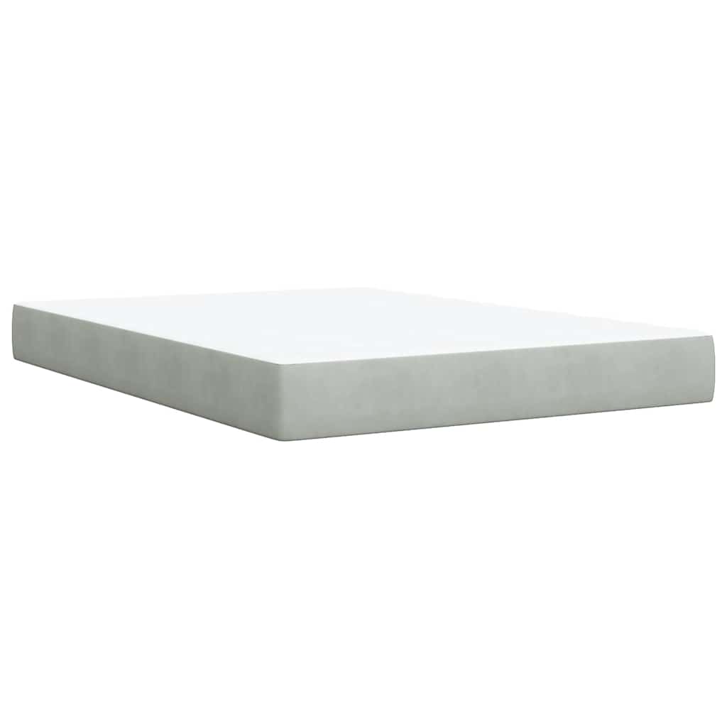 Giroletto a Molle con Materasso Grigio Chiaro 140x200cm Velluto