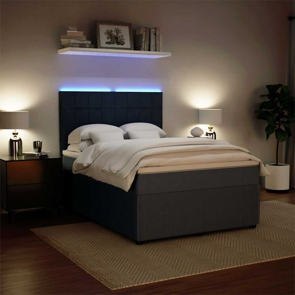 Giroletto a Molle con Materasso Grigio Scuro 140x200 cm Velluto