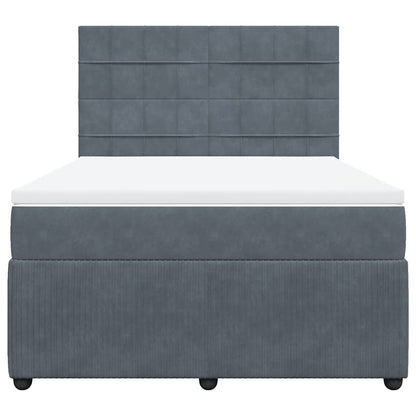 Giroletto a Molle con Materasso Grigio Scuro 140x200 cm Velluto