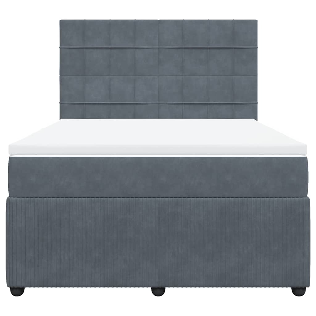 Giroletto a Molle con Materasso Grigio Scuro 140x200 cm Velluto