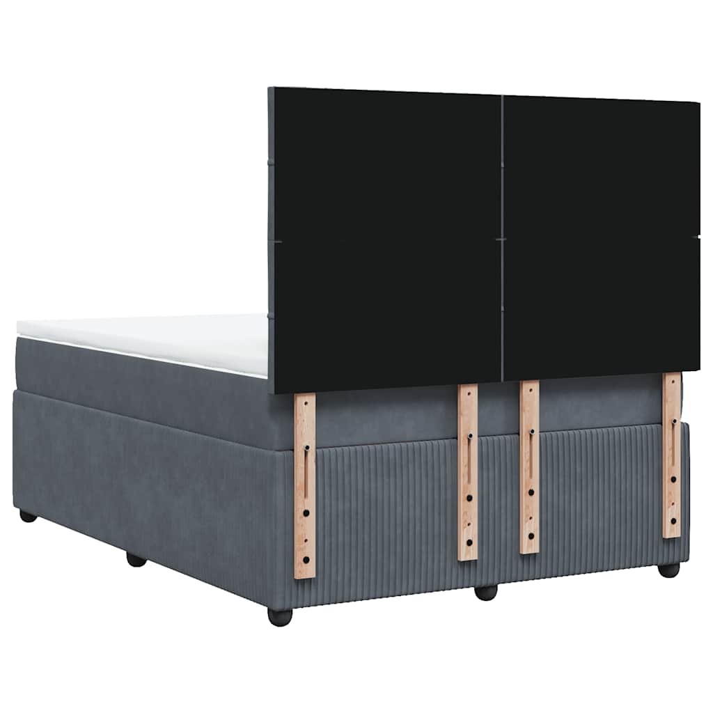 Giroletto a Molle con Materasso Grigio Scuro 140x200 cm Velluto