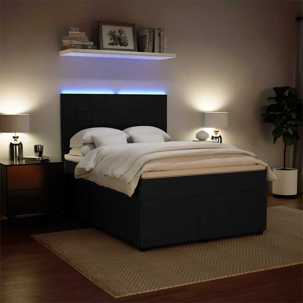 Giroletto a Molle con Materasso Nero 140x200 cm in Velluto