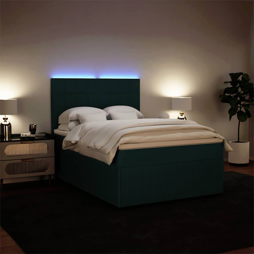 Giroletto a Molle con Materasso Verde Scuro 140x200 cm Velluto
