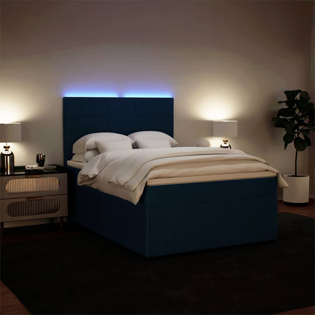 Giroletto a Molle con Materasso Blu 140x200 cm in Velluto